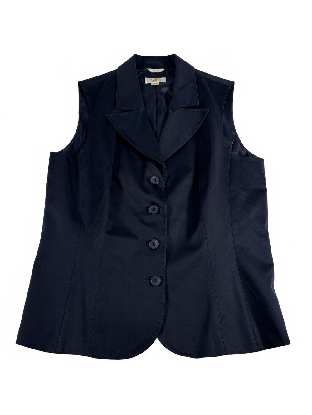 Vintage Talbot's Women's Navy Blue Stretch Tailored Button-Front Vest 14